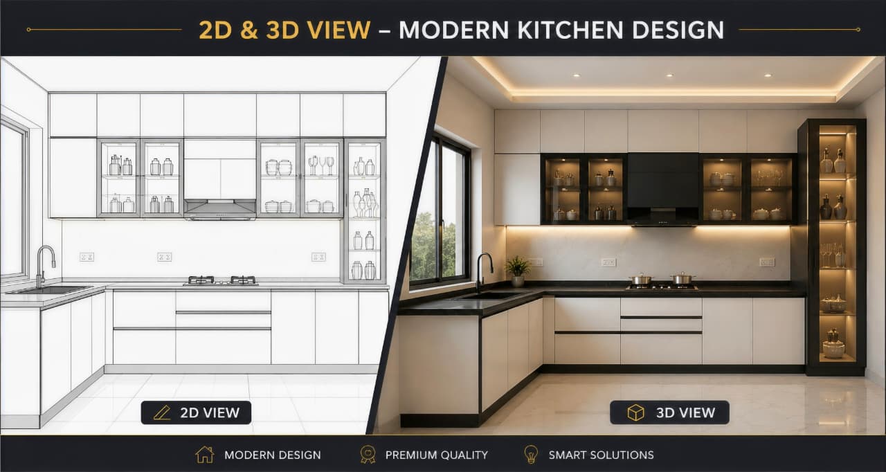Elegant Modern Olive Modular Kitchen
